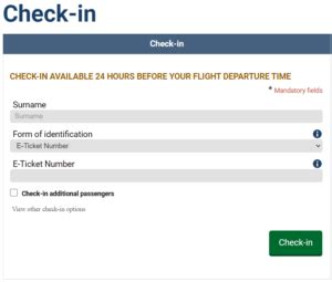 sa airways online check in